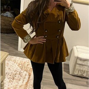 Anthropologie fitted velvet peplum jacket